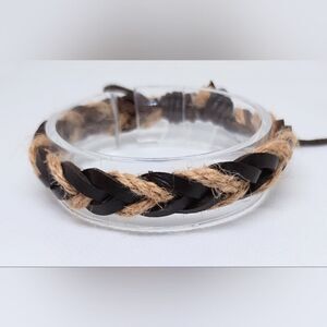 Men's bracelet braided‎ rope brown new e6
